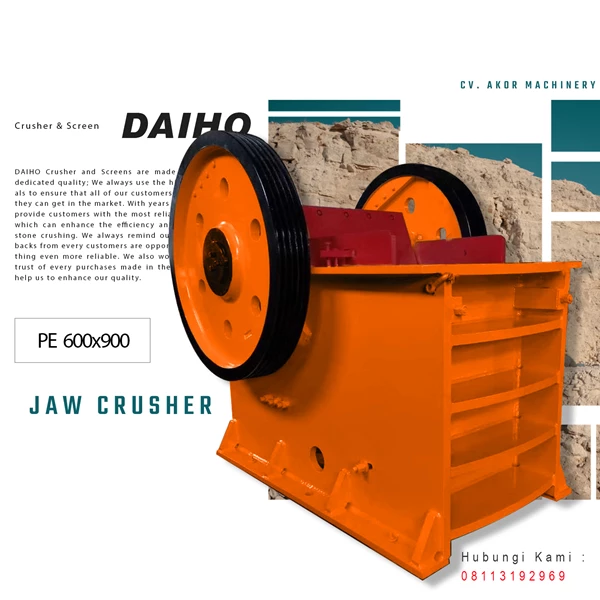 Mesin Pemecah Batu Jaw Crusher DAIHO PE 600x900